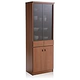 食器棚 ダイニングボード 引き出し2杯 ガラス扉 可動棚 キッチン収納 国産 幅60cm ウォルナット