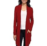 HyBrid & Company レディーズ レディース着物カジュアルオープンフロントドレープロングカーディガンポケット付き Mサイズ レッド