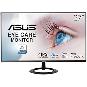 ASUS モニター Eye Care VZ27EHE 27インチ FHD 1080p /フルD/IPS/75Hz/1ms/薄さ6.5mm/HDMI D-sub/ブルーライト軽減/フリッカフリー/VESA対応/国内正規品