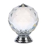 SODIAL(R) クリアラウンド　クリスタルガラスキャビネット 引き出し、ドアのプル　ノブ、ハンドル 40mm