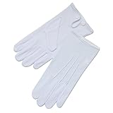 ZaZa Bridal White & Black Nylon Formal Men's Gloves with Snap Closure-Men's Size Medium/White [並行輸入品