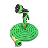 TheFitLife 伸縮ホース 超強化軽量素材 3倍に伸びるホース 3層ラテックス 散水ホース 8パターンノズル マジックホース 携帯便利 ビックリホース 省スペース エックスホース 自動的に水やり