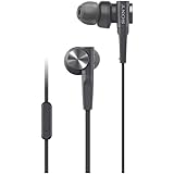 ソニー イヤホン 重低音モデル MDR-XB55AP : カナル型 リモコン・マイク付き ブラック MDR-XB55AP B