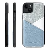 HANATORA for iPhone 14Plus ケース 本革 耐衝撃 スマホケース スマホ カードポケット パステルカラー シュリンクカーフレザー ギフト マグネットなし ブルーグレー PSP-14Plus-BlueGray