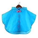 (キュート ウィンク) Cute Wink キッズ レインコート かわいい リボン付き レインポンチョ ブルー M