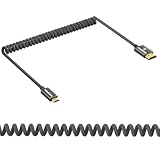 Alvin's Cables 8K 2.1 Micro-HDMI - フルHDMI 編組コイルケーブル 48Gbps 8K@60Hz 4K@120Hz 240Hz Canon-R5C、R5、R6用 Atomos-Ninja-V、ブラック 平行タイプ