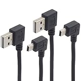 オーディオファン miniUSB ケーブル 両端子L字型 短い 25cm ブラック 2本セット