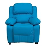 Offex OF-BT-7985-KID-TURQ-GG Deluxe Heavily Padded Contemporary Turquoise Vinyl Kids Recliner with S