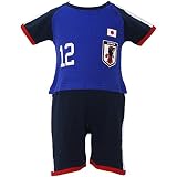 【本体綿100％】2018年 夏物 サッカー日本代表 かぶり半袖カバーオール オフィシャルライセンスグッズ ロゴ:12番◇80cm
