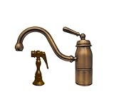 Whitehaus 3-3165-SPR-L-BN Beluga 9-Inch Single Handle Faucet with Traditional Curved Swivel Spout, L