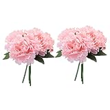 Zhhlinyuan 良質 2pcs 5 Heads Artificial Silk Peony Flower Wedding Party Simulation Bouquet ホーム Decor