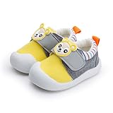 DANG PIG ファーストシューズ ソフト底の靴 キッズシューズ ベビーシューズ 1-3歳 男の子 女の子 ブルー/イエロー/ピンク 2017 春夏 単靴 綿布 可愛い (11cm, イエロー)