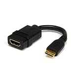 StarTech.com ミニHDMI - HDMI 変換アダプタケーブル/12cm/ハイスピード Mini HDMI - HDMI 1.4/4K30Hz/ミニHDMI タイプC オス - HDMIメス/ブラック HDACFM5IN