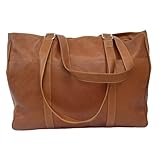Piel Leather 8746 Large Shopping Bag - Saddle