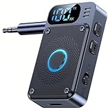 【LEDディスプレイ】SETHDA Bluetooth 5.4 トランスミッター & レシーバー 2-in-1 Bluetooth 送信機 受信機 小型 ワイヤレス 3.5mm Aux オーディオトランスミッター/レシーバー 低遅延 ハンズフリー通話 ナビ 音楽再生 Type-C充電 車載スピーカー/テレビ/PC/ホームステレオなど適用 日本語取扱説明書付き