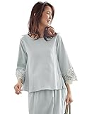 Angeliebe エンジェリーベ マタニティ 授乳口 付 ツイル 袖レース プルオーバー 産前 産後 通勤 オフィス 卒入園式 お宮参り 授乳服 フリー グレー
