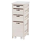 キッチンストッカー(キッチン収納/キッチンワゴン) 木製 4段 幅30cm キャスター付き引き出し MUD-6406WS ウォッシュホワイト(白)【代引不可】 生活用品 インテリア 雑貨 インテリア 家具 収納家具 その他の収納家具 [並行