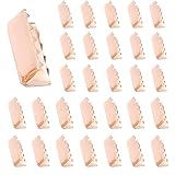 クリンプエンドパーツ 金具パーツ ワニカン リボンエンドパーツ クリップ 紐止め 接続パーツ リボン留め具 接続金具 アクセサリー 基礎パーツ 手芸用品 30個 (ローズゴールド)