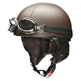 【LEAD/リード工業】CROSSレザービンテージハーフヘルメット [ブラウン/FREEサイズ(57-60cm未満)]