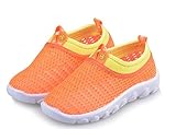 WIN キッズ 夏 メッシュ シューズ 通気性 速乾 軽量 スリッポン プール 海 水遊び 泥んこ へっちゃら 男児 女児 かわいい 子供 靴 マリンシューズ (内寸17ｃｍ, オレンジ)