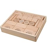 [ギフトラッピング済] MRG 全ピース名入れ 無塗装 積み木 30ピース セット 日本製 知育玩具 お片付けアクリルシート付き (名入れフォントB, マークなし)