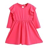 enchante petit(アンシャンテ プティ) キッズ 子供 バックリボン付肩フリル長袖ワンピース ≪全10色≫ 140cm #ローズピンク
