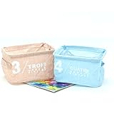 ID 2 pcs Cuteリネン布デスクSundiresストレージバスケットCosmeticメイクアップBookオーガナイザー、ブルーとピンク