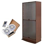 【JAJAN】フィギュアラック サード ワイド RGB(フルカラーLED) 付き本体 扉 幅83cm 奥行39cm ハイタイプ ブラウン【正規品】[ 鍵付きコレクションケース ][棚プレ対象商品]