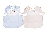 Simple Plan　ベビー　赤ちゃん　お食事用　お絵描き ねんど遊びなどに最適　２枚組　レース　スタイ　エプロン　ビブ　かわいい　うさぎ　動物柄　防水　綿製　柔らかくて軽量　ピンク　ブルー