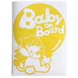 イエロー（黄色） Baby on board〈ライオン らいおん 風船〉ステッカー 窓ガラス用シール 子供 車の後ろ 妊婦 安心 安全 ※吸盤・マグネット...