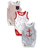 (ネクスト) NEXT 紺・赤 ボーダー 3枚組ボディスーツセット ノースリーブ 3-6m ワンカラー [並行輸入品]