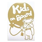 ゴールド（金） 犬 ブルドッグ 風船 Kids on board キッズオンボード ステッカー 窓ガラス用シールタイプ 車 円戌 干支 動物