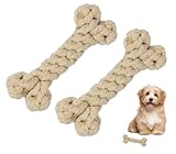 CHIPP'S 犬の噛むおもちゃ コットンガブボーン２本セット, 犬用おもちゃ, ロープ, 歯磨き, ストレス解消, イタズラ防止,中型犬 (ミルクティX2)