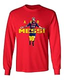 レッドリオネル・メッシFCバルセロナエアサッカーメンズ長袖Tシャツ