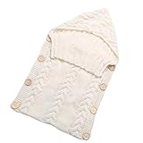 杜屋トヤ　赤ちゃん用おくるみ　ブランケット　寝袋　ベビー抱っこひも　柔らかい　オールシーズン　ニット　フード付き　無地　ねじれ　出産祝いプレゼント　新生児　ベビー　70 x 39 cm / 0-12 