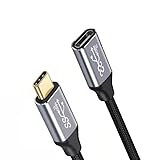 Koommon USB type C 延長ケーブル オーディオビデオ出力 タイプC 延長コード PD対応 100W/5A 超急速充電 USB 3.1 gen2 10Gbps高速データ転送 タイプ Cメスから USB C オス変換延長コード ナイロン編み Macbook Pro/Galaxy S9 S9 Plus等Type c機種対応 (2M-Z)