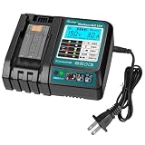 Waitley マキタ互換充電器 DC18V 冷却ファン付き 新しい液晶パネル付き 充電中リアルタイム電流/電圧監視 マキタ14.4V/18V バッテリー用 対応 BL1460 BL1430 BL1860 BL1850充電可能 純正充電器互換でき 充電完了メロディ付 電気用品安全法PSEマーク取得済