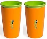 Wow Cup for Kids 360 Spill Free Drinking Cup - 9 Oz - Color: Orange - 2 Count by Wow Gear