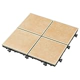 山善(YAMAZEN) ガーデンマスター 陶器製ガーデンタイル 1枚組 ベージュ N044 BE