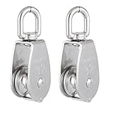uxcell　ローププーリー　ステンレススチール　シルバートーン　2個入り　ワイヤーロープ滑車ブロック