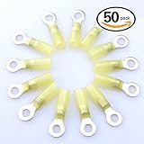 Glarks 50pcs 12-10 Gauge M6 Ring Nylon Heat Shrink Waterproof Quick Disconnect Electrical Insulated 