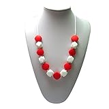Lil' Jumbl Baby Teething Necklace | Organic Food Grade Silicone | BPA-Free (Red) [並行輸入品]