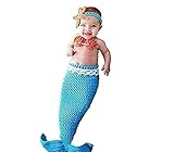 [ラッキージャパン]寝相アート 出産祝い ベビーコスチューム マーメイド 人魚 赤ちゃん コス ベビー服 着ぐるみ ニット帽 編み感