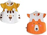 Alec&Yule(アレックスユール) 食事 ビブ スタイ ベビー スタイ よだれかけ 男の子用 女の子用 2枚組 (イエロータイガー/オレンジの犬)
