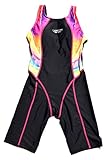 Bwiv ワンピース水着 キッズ/子供/ジュニア 競技/水泳/レッグ/競泳/ フィットネス水着 練習 スクール水着 連体 スイミングウェア 女の子 スイムスーツ ピンク 身長98cm以下・体重10-1