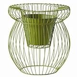 フラワーバスケット/植木鉢カバー スケルトンα 高さ72ｃm アイアン&樹脂製ポット 穴無 グリーン(緑) 〔ガーデニング用品/園芸〕