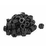 uxcell 六角ナット ナイロン 挿入ロック M10 ねじ ファスナー ブラック 50個入り