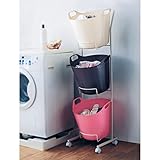 [ベルメゾン] バスケットが外せるランドリーワゴン ブラウン タイプ：３段