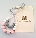 スタイリッシュな歯固めネックレス - 食品用シリコン – 安全 - 100% BPAフリー (Designer Baby Teething Necklace FOOD GRADE SILICONE -