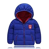 PANCY 子供服 秋冬 長袖 ダウンジャケット キッズ ダウンコート 男の子 女の子 フード付き 防寒コート 厚手 無地(ブルー,110cm)